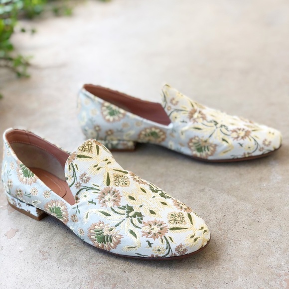 Lewit Shoes - Lewit Blush Satin Floral Jacquard Gabriella Loafer